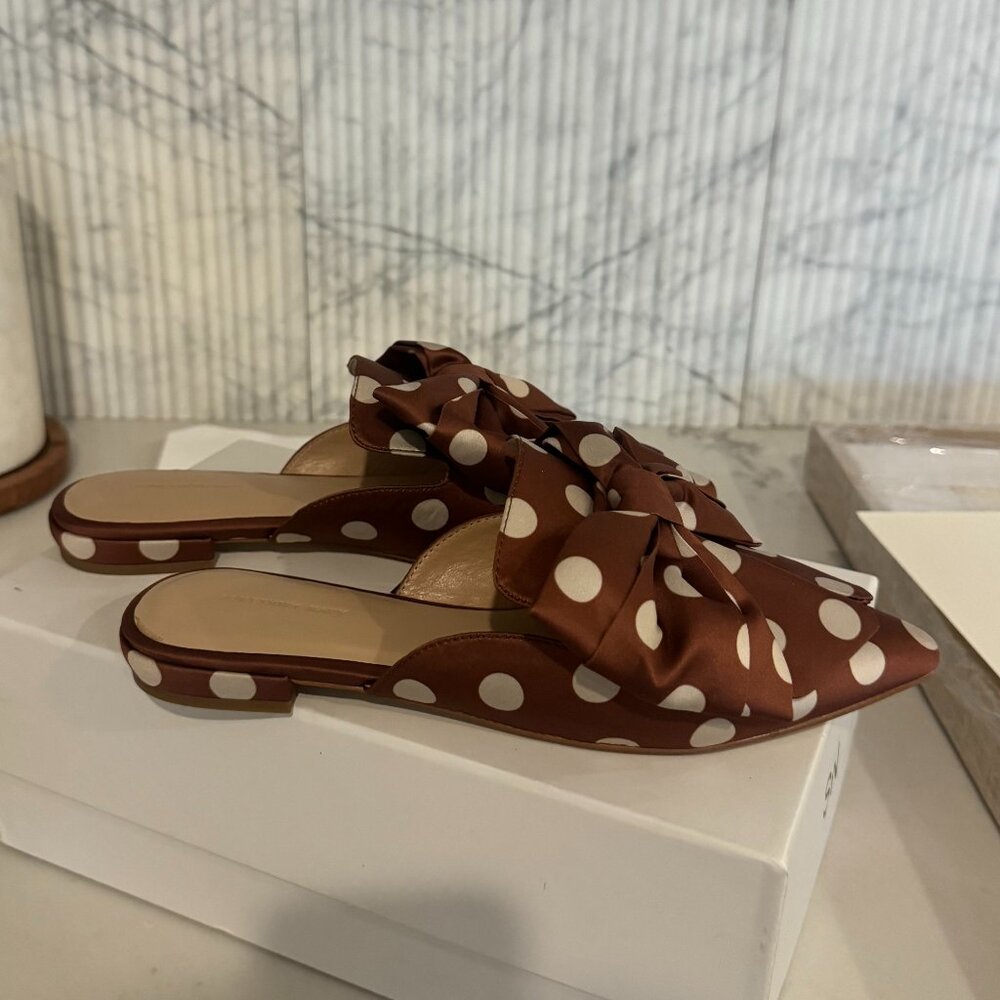 Something Navy Polka Dot Bow Mules | Size 6